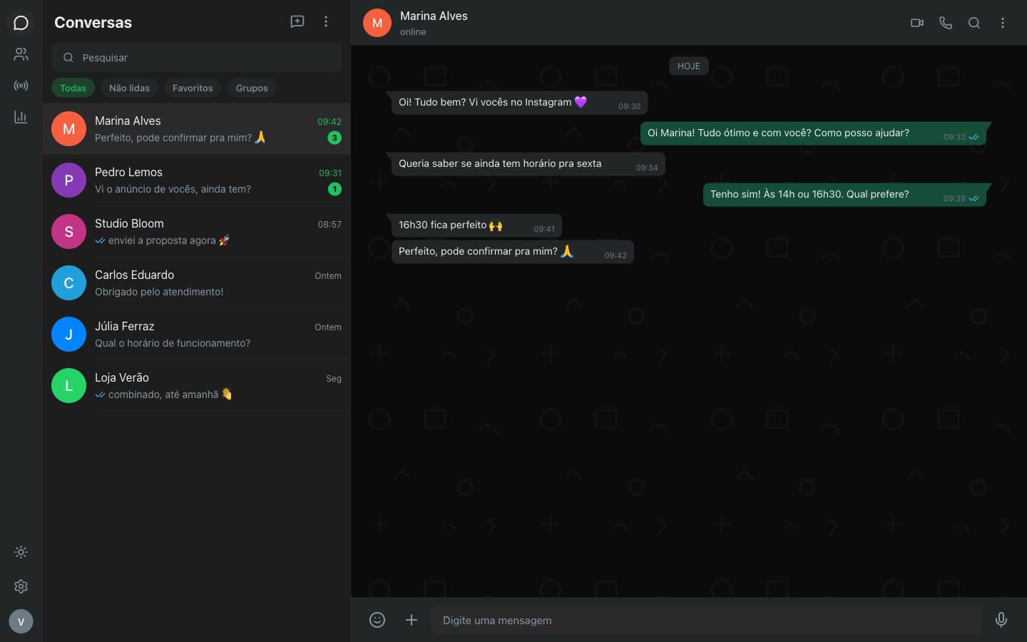 Painel do Lume, CRM com inbox de WhatsApp